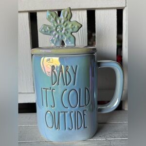 Rae Dunn Iridescent Mug with Snowflake Top
